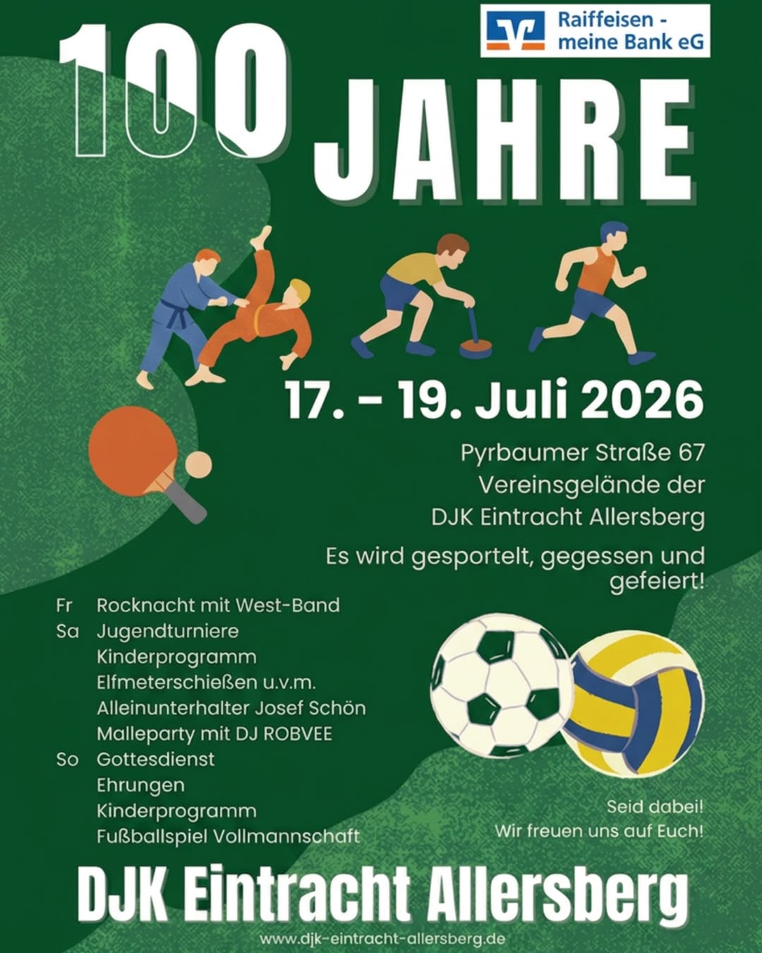 Jubiläumsplakat zum 100-jährigen Bestehen der DJK Eintracht Allersberg